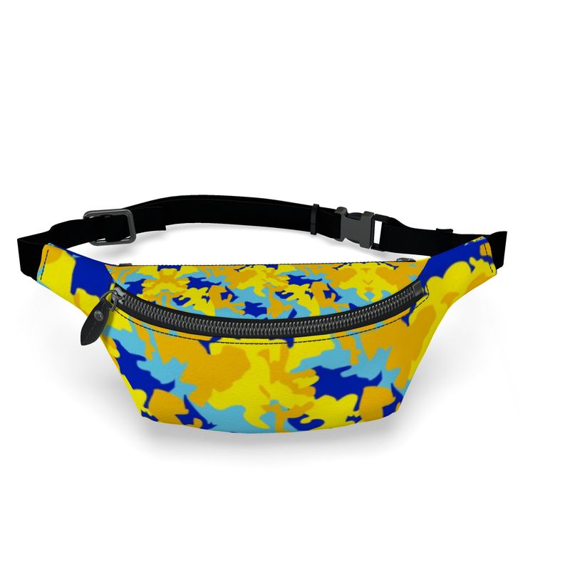 Yellow Blue Neon Camouflage Fanny Pack by The Photo Access