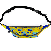 Cargar imagen en el visor de la galería, Yellow Blue Neon Camouflage Fanny Pack by The Photo Access
