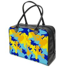 Load image into Gallery viewer, Yellow Blue Neon Camouflage Holdalls by The Photo Access
