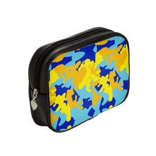 Load image into Gallery viewer, Yellow Blue Neon Camouflage Make Up Bags by The Photo Access
