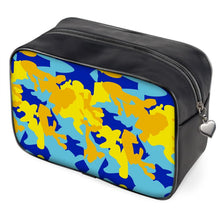 Load image into Gallery viewer, Yellow Blue Neon Camouflage Toiletry Bags by The Photo Access
