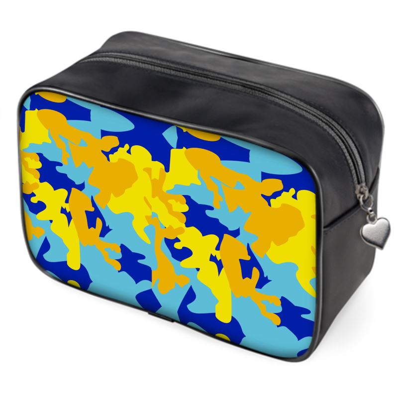 Yellow Blue Neon Camouflage Toiletry Bags by The Photo Access
