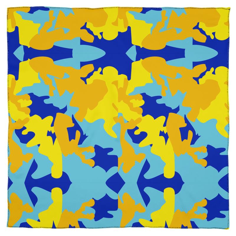 Yellow Blue Neon Camouflage Scarf Wrap or Shawl by The Photo Access