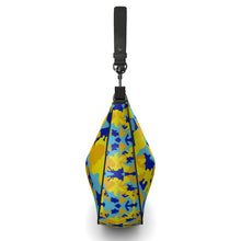 Load image into Gallery viewer, Yellow Blue Neon Camouflage Curve Hobo Bag by The Photo Access
