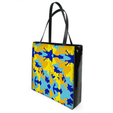 Load image into Gallery viewer, Yellow Blue Neon Camouflage Beach Bag by The Photo Access
