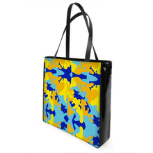 Load image into Gallery viewer, Yellow Blue Neon Camouflage Shopper Bags by The Photo Access
