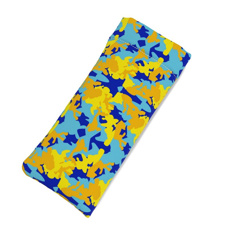 Yellow Blue Neon Camouflage Glasses Case Pouch by The Photo Access