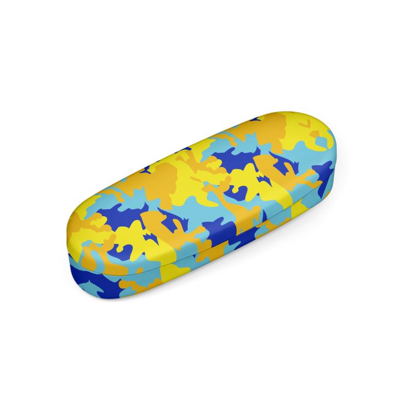 Yellow Blue Neon Camouflage Hard Glasses Case by The Photo Access