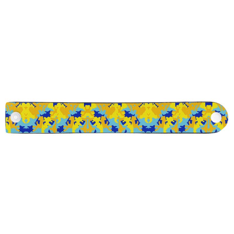 Yellow Blue Neon Camouflage Neoprene Wristband by The Photo Access