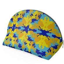 Load image into Gallery viewer, Yellow Blue Neon Camouflage Shell Coin Purse by The Photo Access
