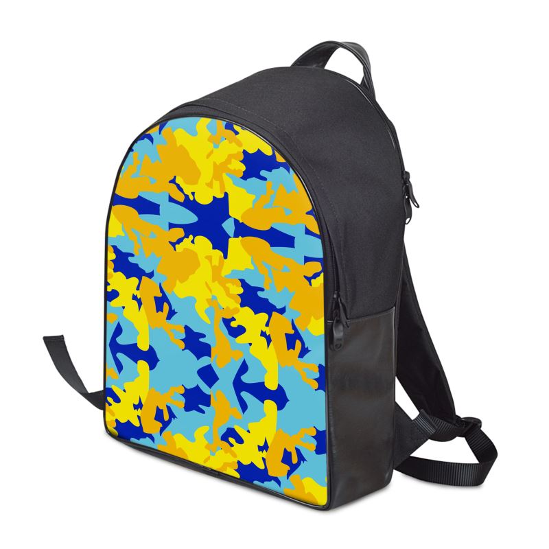 Yellow Blue Neon Camouflage Backpacks by The Photo Access
