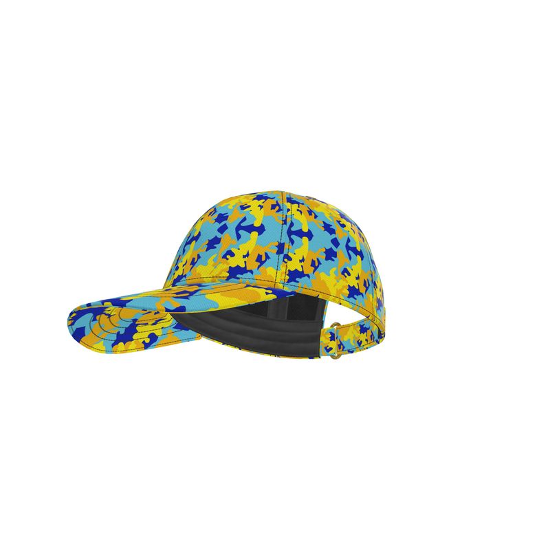 Yellow Blue Neon Camouflage Baseball Cap by The Photo Access