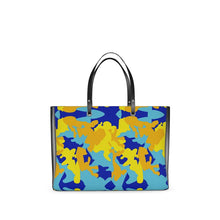 Cargar imagen en el visor de la galería, Yellow Blue Neon Camouflage Handbags by The Photo Access
