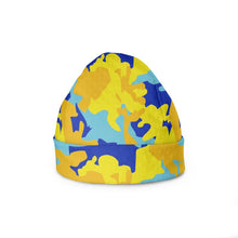 Load image into Gallery viewer, Yellow Blue Neon Camouflage Beanie by The Photo Access
