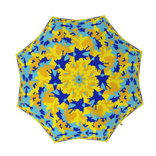 Cargar imagen en el visor de la galería, Yellow Blue Neon Camouflage Umbrella by The Photo Access
