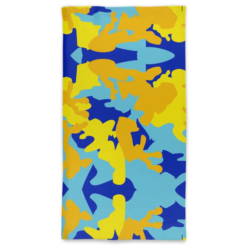 Yellow Blue Neon Camouflage Neck Tube Scarves by The Photo Access
