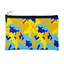 将图片加载到图库查看器，Yellow Blue Neon Camouflage Zip Top Pouch by The Photo Access
