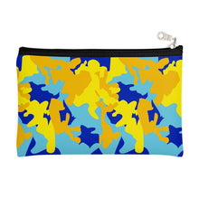 Cargar imagen en el visor de la galería, Yellow Blue Neon Camouflage Zip Top Pouch by The Photo Access
