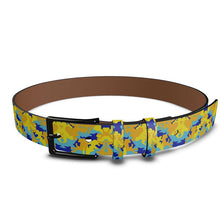 Lade das Bild in den Galerie-Viewer, Yellow Blue Neon Camouflage Leather Belt by The Photo Access
