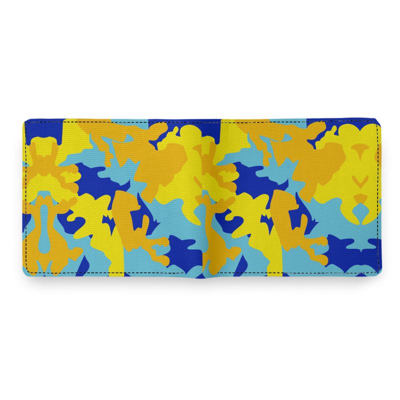 Yellow Blue Neon Camouflage Mens Personalized Wallet by The Photo Access