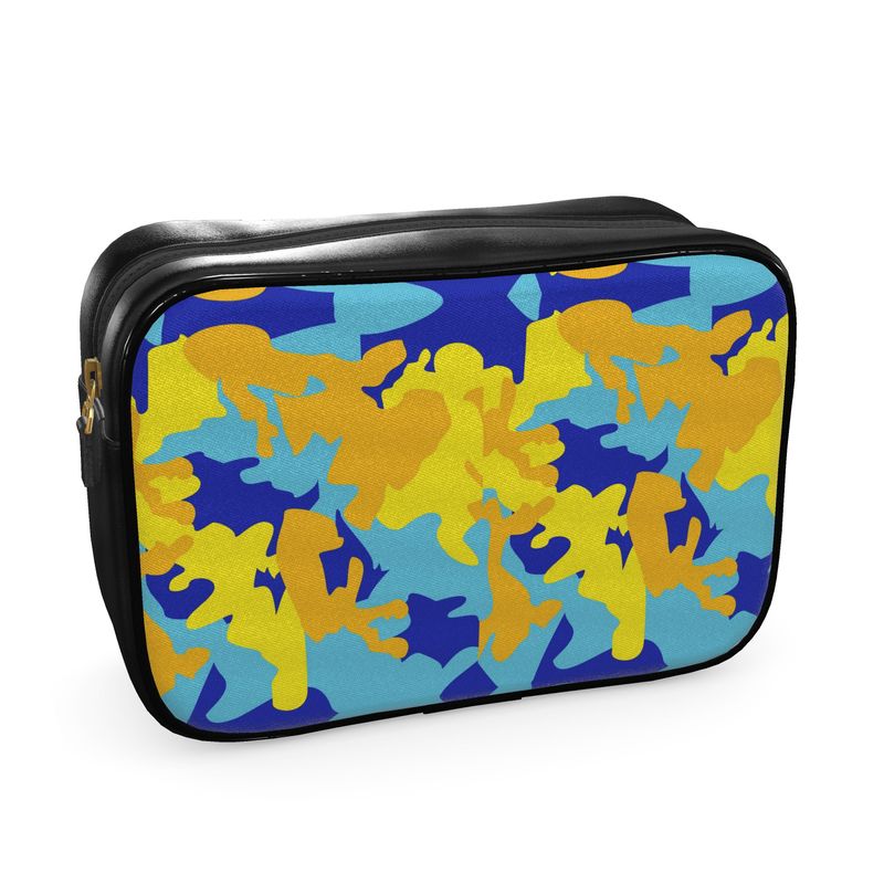 Yellow Blue Neon Camouflage Mens Toiletry Bag by The Photo Access
