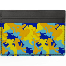 将图片加载到图库查看器，Yellow Blue Neon Camouflage Leather Card Holder by The Photo Access
