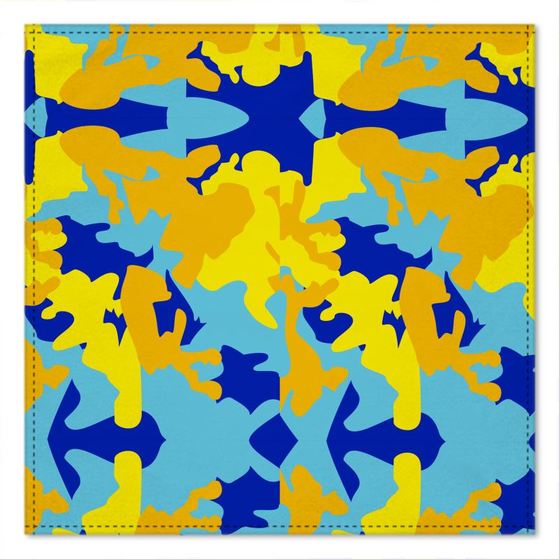 Yellow Blue Neon Camouflage Pocket Square by The Photo Access