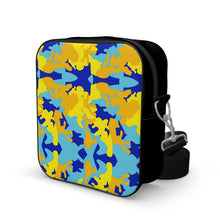 Load image into Gallery viewer, Yellow Blue Neon Camouflage Shoulder Bag by The Photo Access
