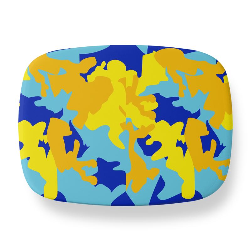 Yellow Blue Neon Camouflage Lunch Box by The Photo Access