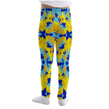 Load image into Gallery viewer, Yellow Blue Neon Camouflage Girls Leggings by The Photo Access
