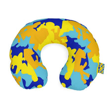 Load image into Gallery viewer, Yellow Blue Neon Camouflage Travel Neck Pillow by The Photo Access
