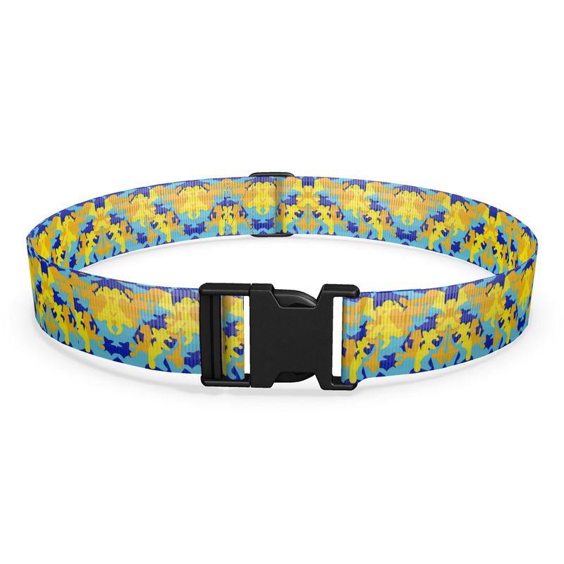 Yellow Blue Neon Camouflage Luggage Strap by The Photo Access