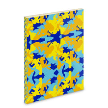 将图片加载到图库查看器，Yellow Blue Neon Camouflage Pocket Notebook by The Photo Access
