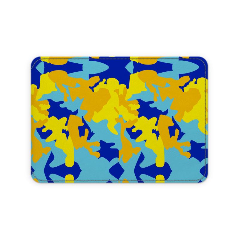 Yellow Blue Neon Camouflage Leather Card Case by The Photo Access