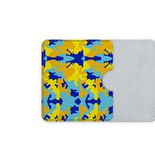 गैलरी व्यूवर में इमेज लोड करें, Yellow Blue Neon Camouflage Leather Card Case by The Photo Access
