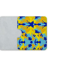 Cargar imagen en el visor de la galería, Yellow Blue Neon Camouflage Leather Card Case by The Photo Access
