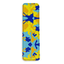 Lade das Bild in den Galerie-Viewer, Yellow Blue Neon Camouflage Leather Bookmarks by The Photo Access
