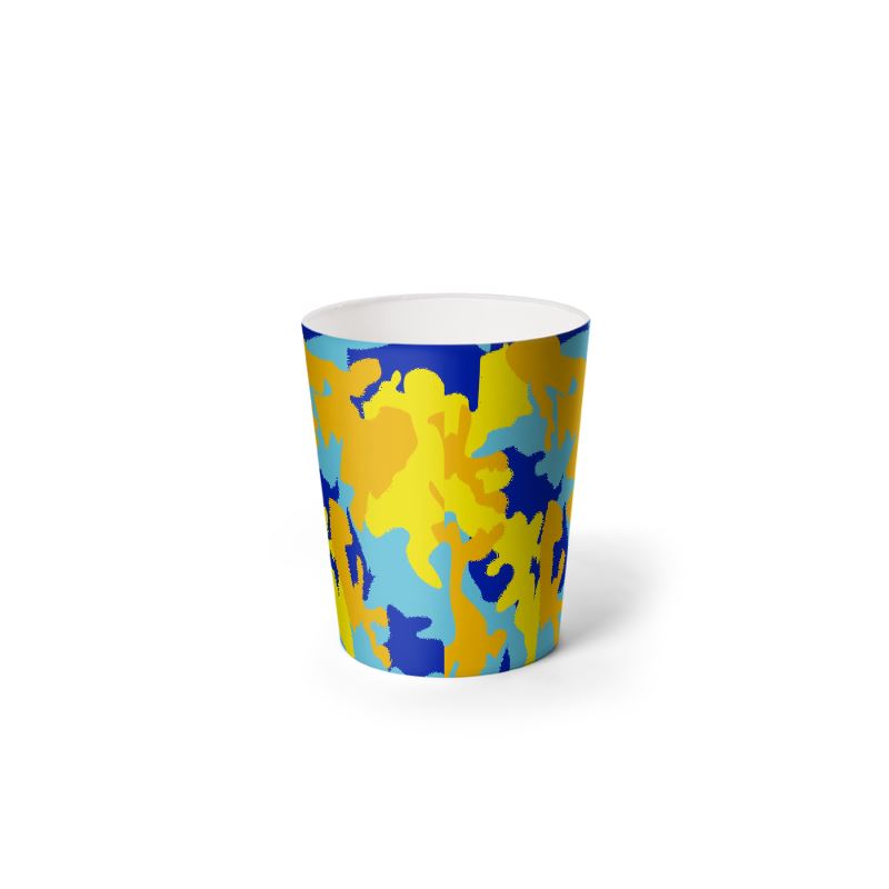 Yellow Blue Neon Camouflage Waste Paper Bin by The Photo Access