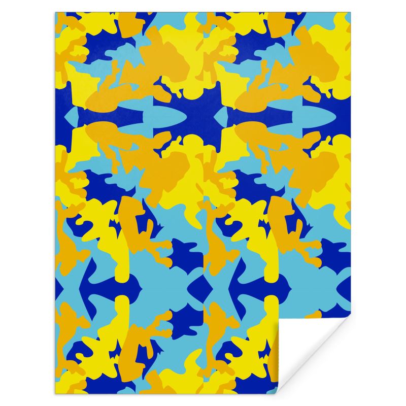 Yellow Blue Neon Camouflage Gift Wrap by The Photo Access