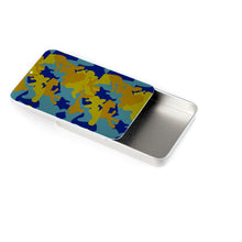 Load image into Gallery viewer, Yellow Blue Neon Camouflage Business Card Tin by The Photo Access
