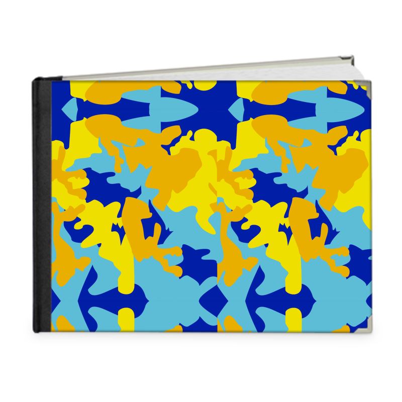 Yellow Blue Neon Camouflage Guest Book by The Photo Access