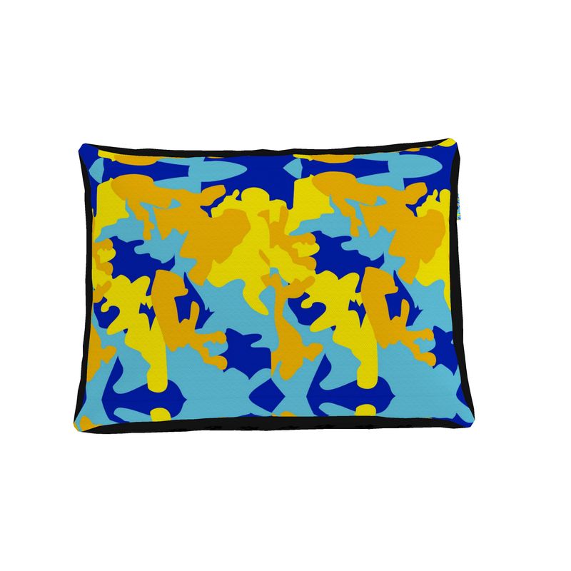 Yellow Blue Neon Camouflage Dog Bed by The Photo Access