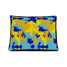 Load image into Gallery viewer, Yellow Blue Neon Camouflage Dog Bed by The Photo Access
