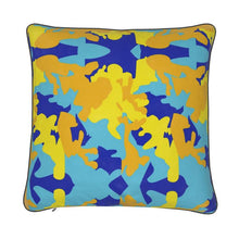 Load image into Gallery viewer, Yellow Blue Neon Camouflage Pillows by The Photo Access
