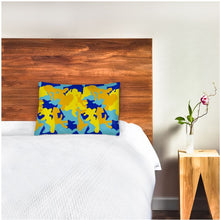 将图片加载到图库查看器，Yellow Blue Neon Camouflage Silk Pillow Case by The Photo Access
