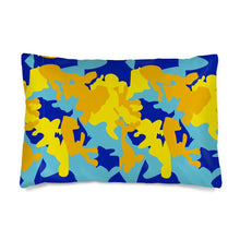 Load image into Gallery viewer, Yellow Blue Neon Camouflage Silk Pillow Cases sizes by The Photo Access
