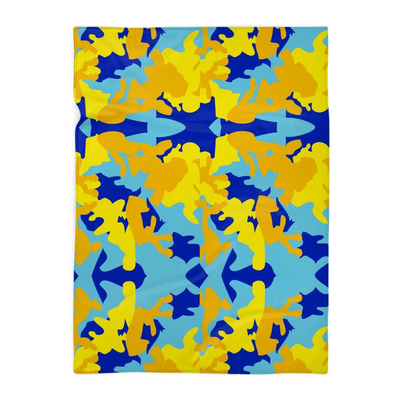 Yellow Blue Neon Camouflage Blanket by The Photo Access