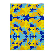 Load image into Gallery viewer, Yellow Blue Neon Camouflage Blanket by The Photo Access
