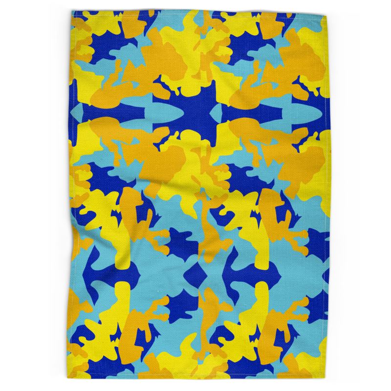 Yellow Blue Neon Camouflage Kitchen Towels by The Photo Access
