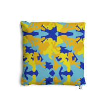 Cargar imagen en el visor de la galería, Yellow Blue Neon Camouflage Pillows Set by The Photo Access
